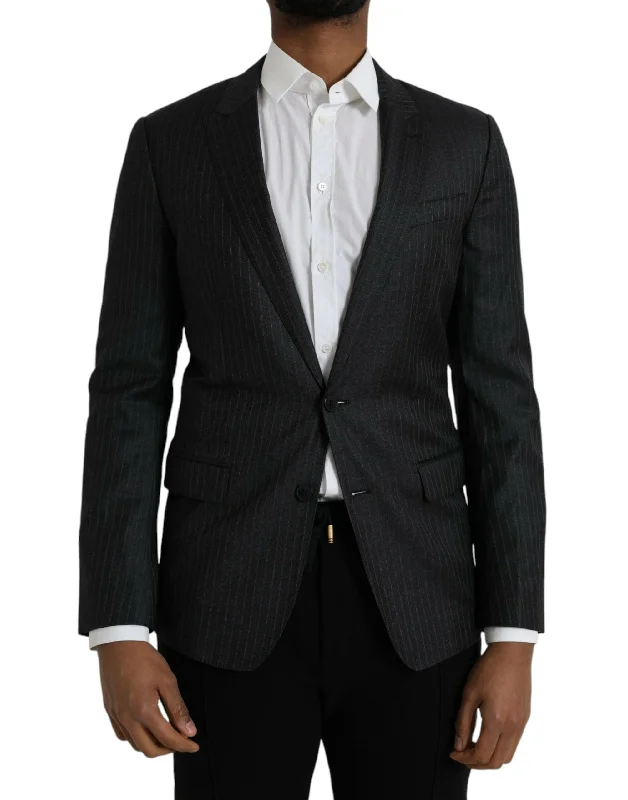 Black Stripe Martini Single Breasted Coat Blazer Slim Fit Blazer