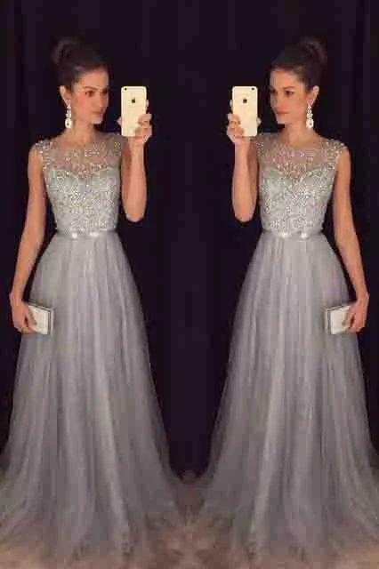 Elegant Gray Tulle Long A Line Prom Dress,Formal Party Dresses DME94 Tunics Custom made Elegant Gray Tulle Long A Line Prom Dress,Formal Party Dresses DME94 Tunics Custom made
