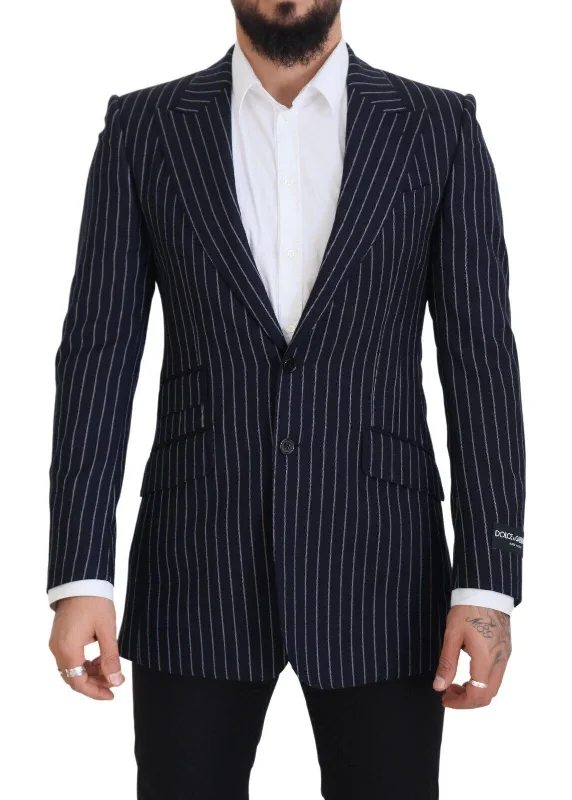 Elegant Navy Slim Fit Wool Blazer Women's Vintage Suit