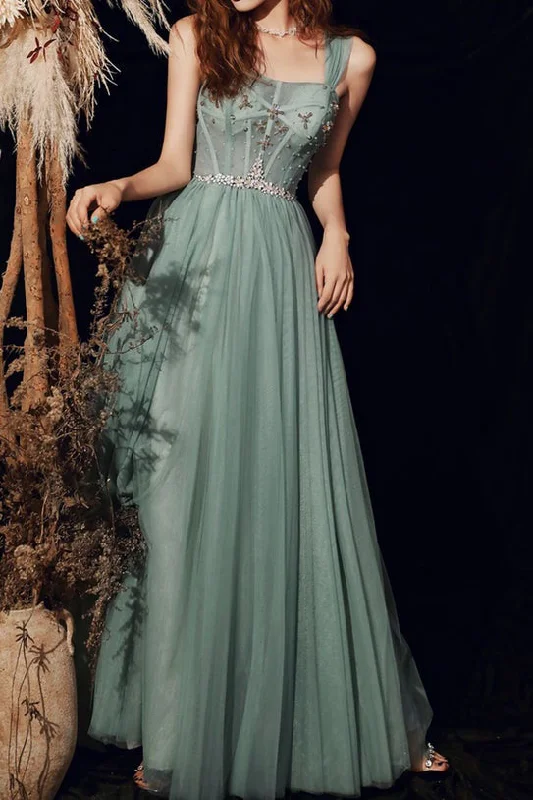 Green Spaghetti Straps Prom Dress Fairy Evening Party Dress Lace-up Slleveless Prom Gown OKW78 Tunics Formal black Green Spaghetti Straps Prom Dress Fairy Evening Party Dress Lace-up Slleveless Prom Gown OKW78 Tunics Formal black