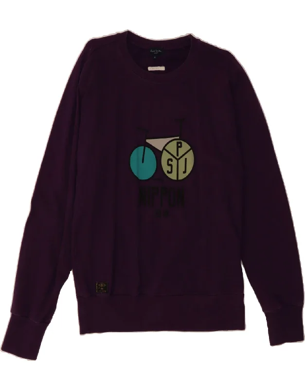 PAUL SMITH Womens Graphic Sweatshirt Jumper UK 16 Large Purple Cotton Hoodie with V-Neck Classic Versatile PAUL SMITH Womens Graphic Sweatshirt Jumper UK 16 Large Purple Cotton Hoodie with V-Neck Classic Versatile