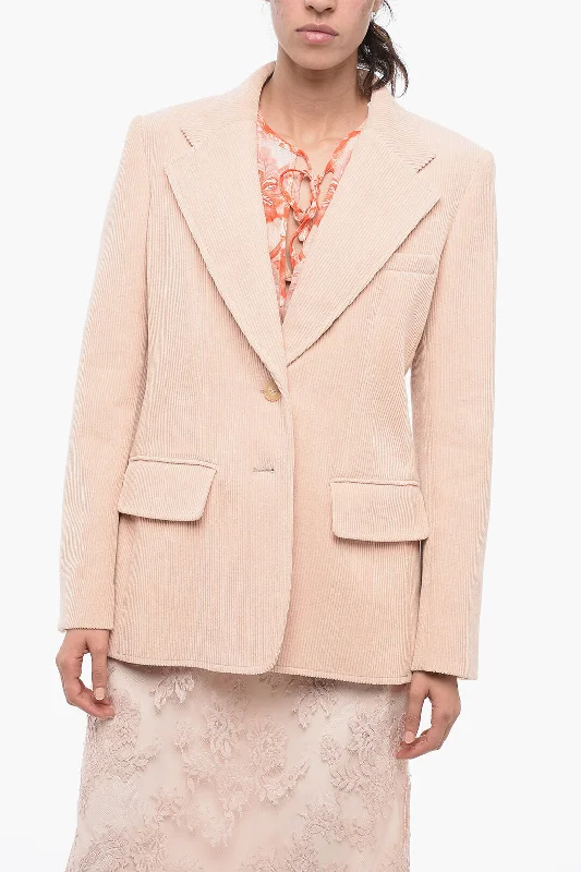 Chloe Ribbed Blazer with Flap Pockets Women's Luxurious Jacket