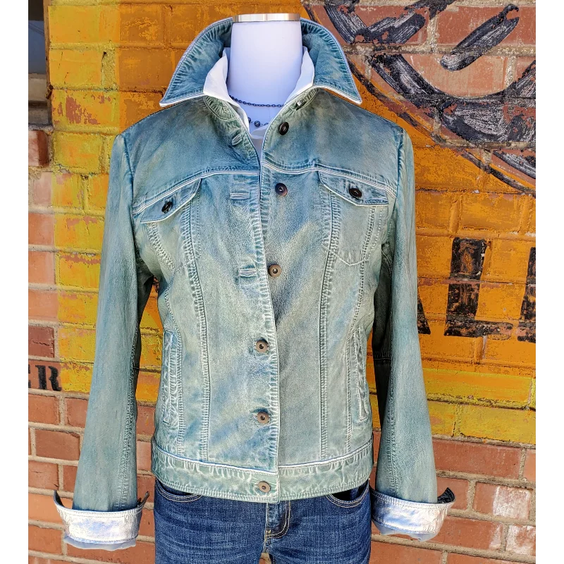 Ladies Leather Jean Jacket Striped Jacket Polka Dot Jacket Floral Jacket