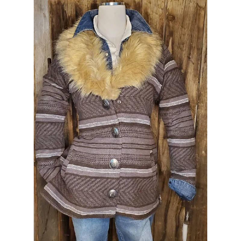 Serape Stripe Ladies Jacket Ribbed Jacket Pleated Jacket Ruffled Jacket