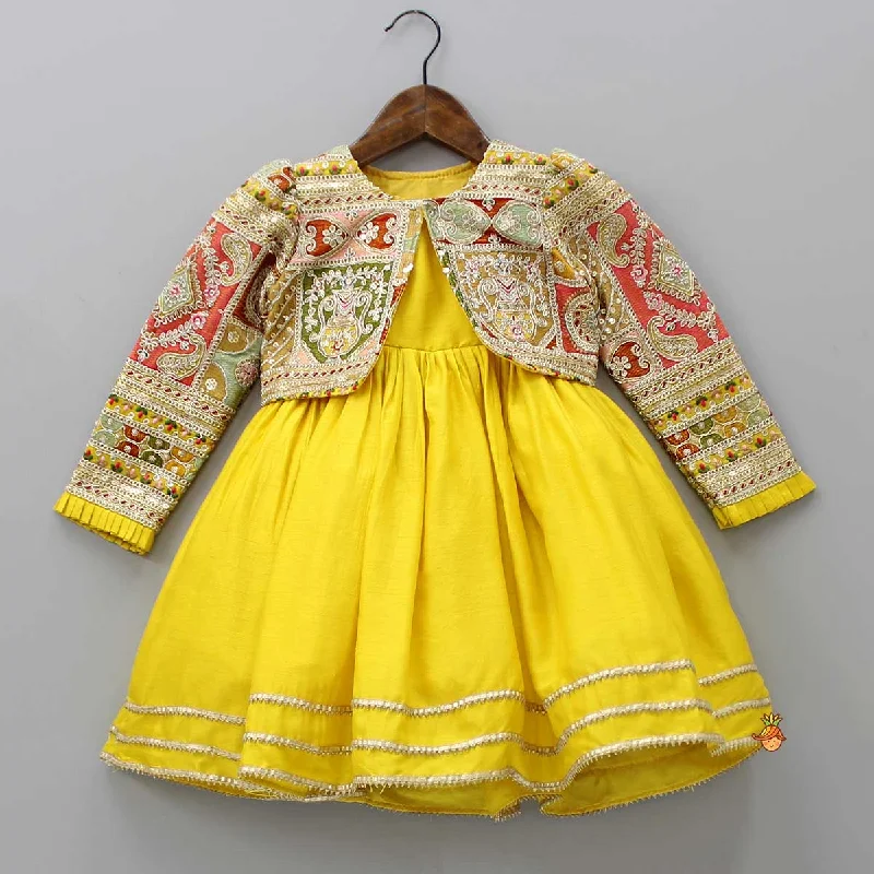Round Neck Yellow Kurti With Heavy Embroidered Jacket Faux Fur Jacket Real Fur Jacket Shearling Jacket Round Neck Yellow Kurti With Heavy Embroidered Jacket Faux Fur Jacket Real Fur Jacket Shearling Jacket