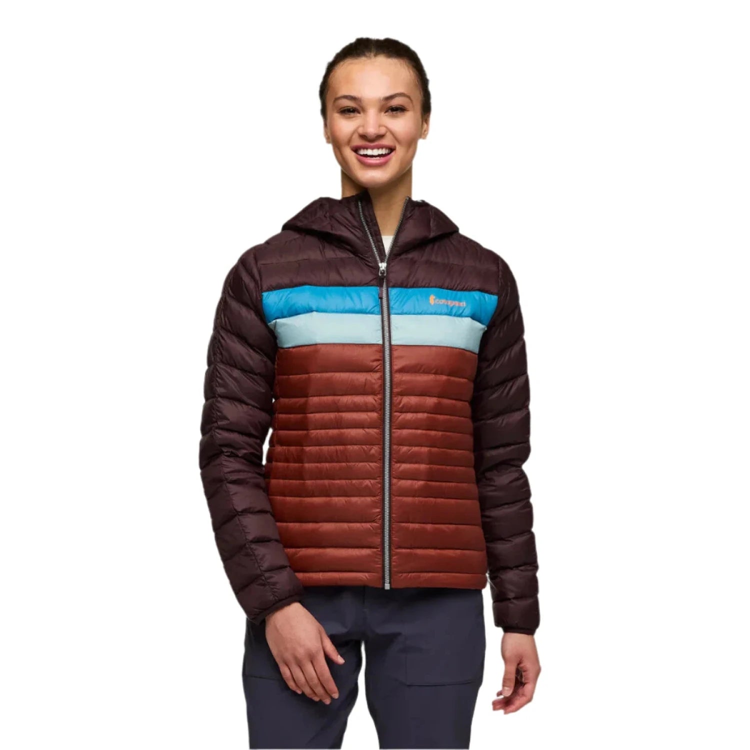 W's Fuego Hooded Down Jacket Tiered Jacket Buttoned Jacket Zippered Jacket