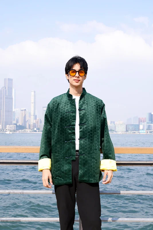 PERRY Unisex Honeycomb Velvet Kungfu Jacket (Military) Hoodie Zip-Up Jacket Button-Up Jacket PERRY Unisex Honeycomb Velvet Kungfu Jacket (Military) Hoodie Zip-Up Jacket Button-Up Jacket