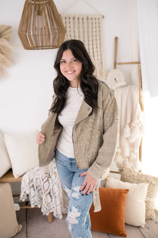 Leah Corduroy Zip Up Jacket Knit Jacket Woven Jacket Fleece Jacket