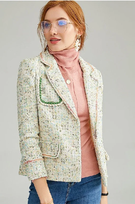 Tweed Wool Jacket One-Shoulder Jacket Off-the-Shoulder Jacket Asymmetrical Jacket