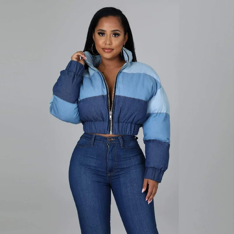 Casual Velvet Short Winter Jacket Snapped Jacket Toggled Jacket Drawstring Jacket