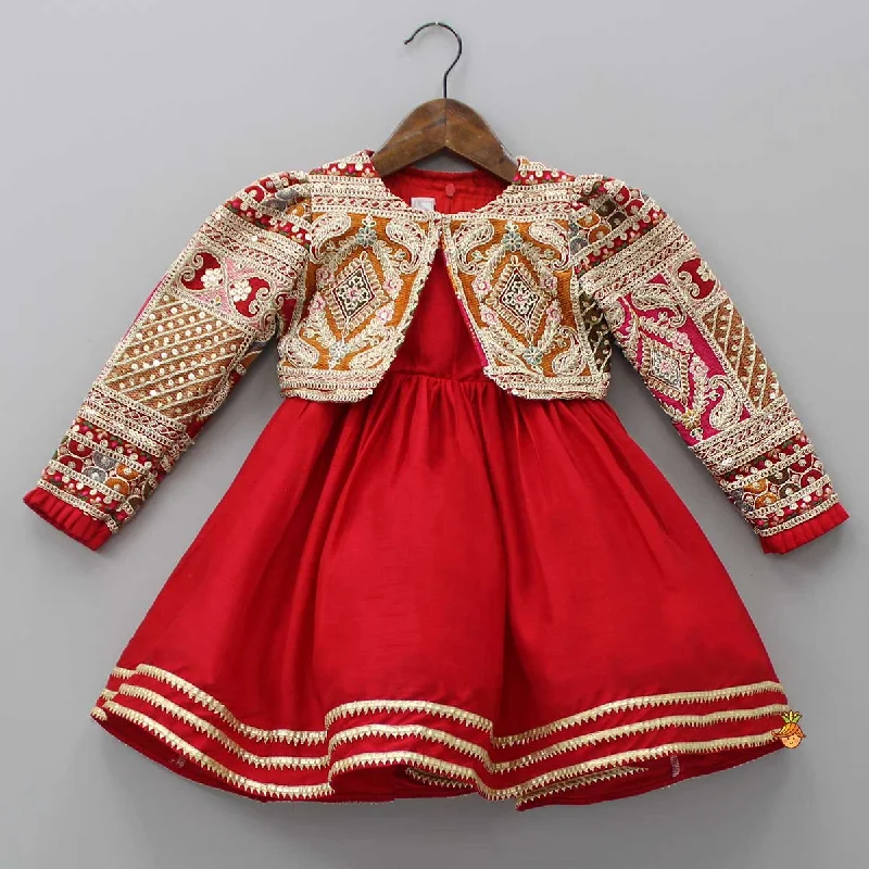 Round Neck Red Kurti With Heavy Embroidered Jacket Collared Jacket Crew Neck Jacket Turtle Neck Jacket Round Neck Red Kurti With Heavy Embroidered Jacket Collared Jacket Crew Neck Jacket Turtle Neck Jacket