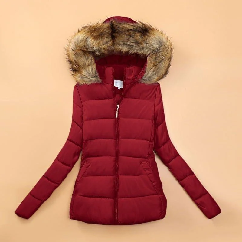 Fur Collar Winter Female Jacket Insulated Jacket Fitted Jacket Loose Jacket