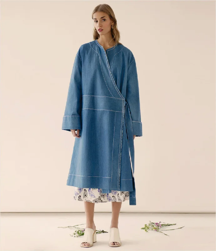 Asymmetric Denim Jacket Toggled Jacket Drawstring Jacket Belted Jacket