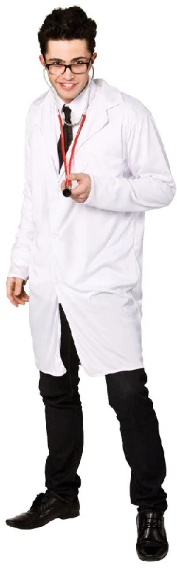 Mens Doctors ER White Coat Costume Jacket Cotton Fabric Linen Fabric Terry Fabric