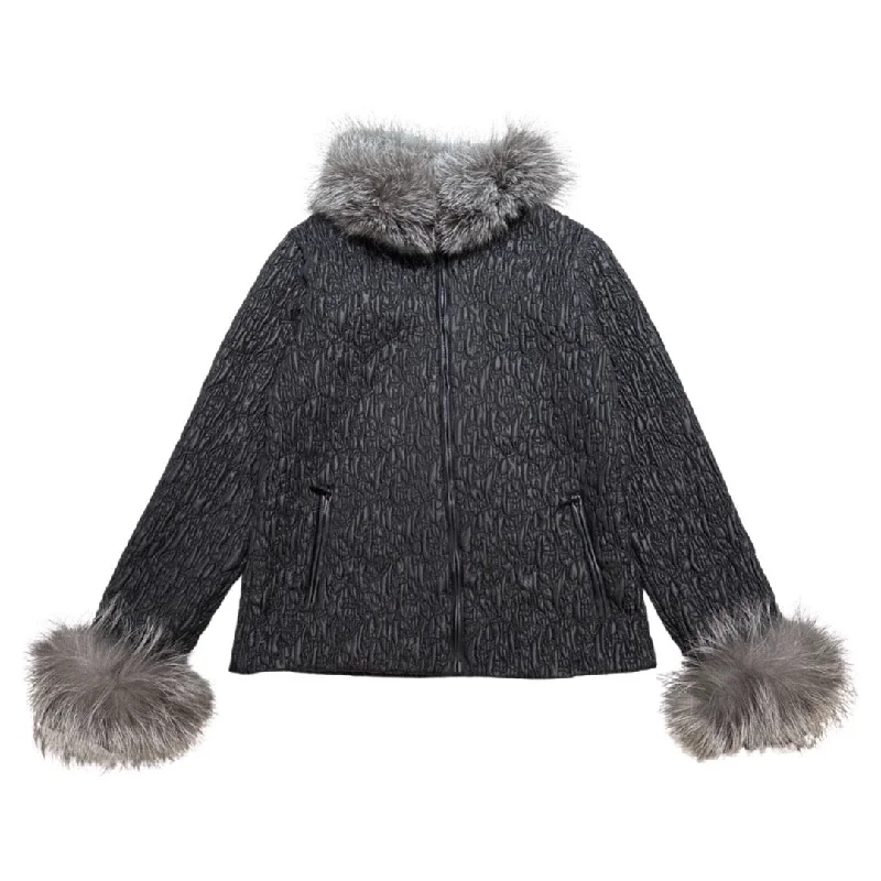 Kashani Women's Natural Silver Fox Fur Ruched Jacket Striped Jacket Polka Dot Jacket Floral Jacket Kashani Women's Natural Silver Fox Fur Ruched Jacket Striped Jacket Polka Dot Jacket Floral Jacket