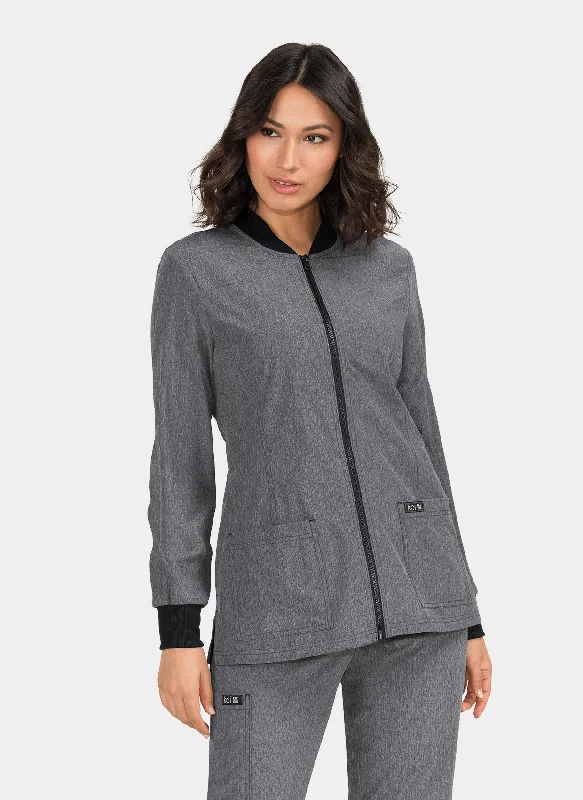 Koi Basics Andrea Jacket - Heather Grey Stand-Up Collar Roll-Neck Collar Turtle Neck Koi Basics Andrea Jacket - Heather Grey Stand-Up Collar Roll-Neck Collar Turtle Neck