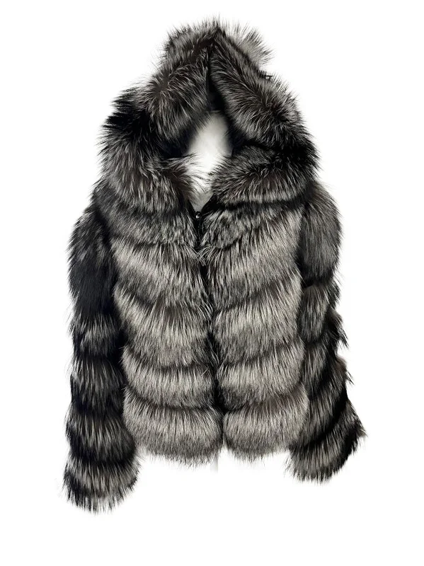 Kashani Ladies Detachable Sleeve & Hood Silver Fox Jacket Tailored Jacket Straight Jacket A-Line Jacket Kashani Ladies Detachable Sleeve & Hood Silver Fox Jacket Tailored Jacket Straight Jacket A-Line Jacket