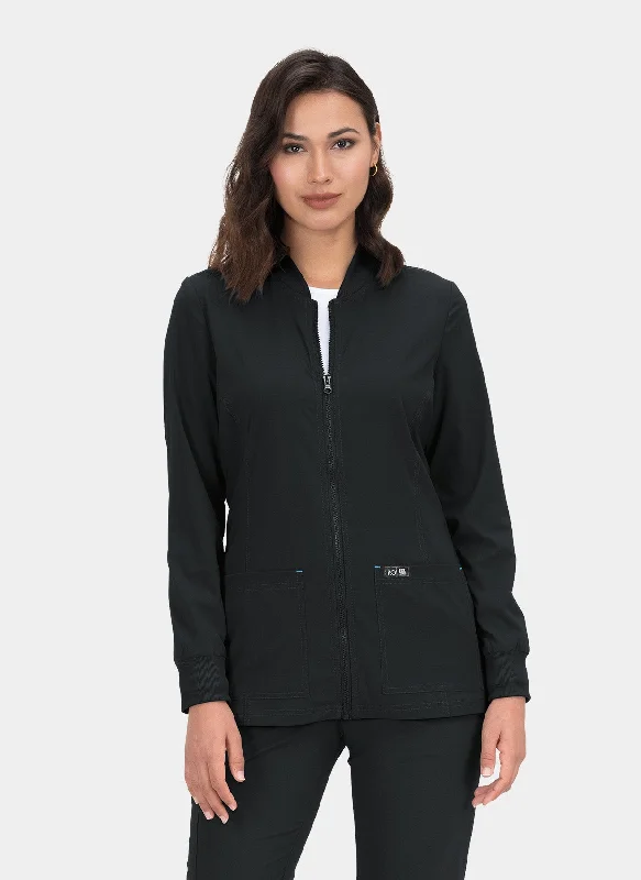Koi Basics Andrea Jacket - Black Boat Neck Shawl Collar Notched Collar