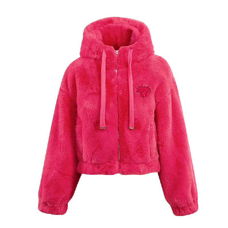 CHAMARRA NBA NEW YORK KNICKS PINK CLOUD FAUX FUR JACKET Insulated Jacket Fitted Jacket Loose Jacket CHAMARRA NBA NEW YORK KNICKS PINK CLOUD FAUX FUR JACKET Insulated Jacket Fitted Jacket Loose Jacket