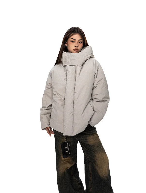 High Collar Windproof Hooded Down Jacket Elasticated Jacket Padded Jacket Insulated Jacket High Collar Windproof Hooded Down Jacket Elasticated Jacket Padded Jacket Insulated Jacket