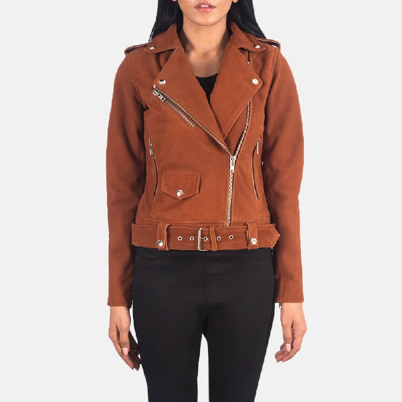 Alison Brown Suede Biker Leather Jacket