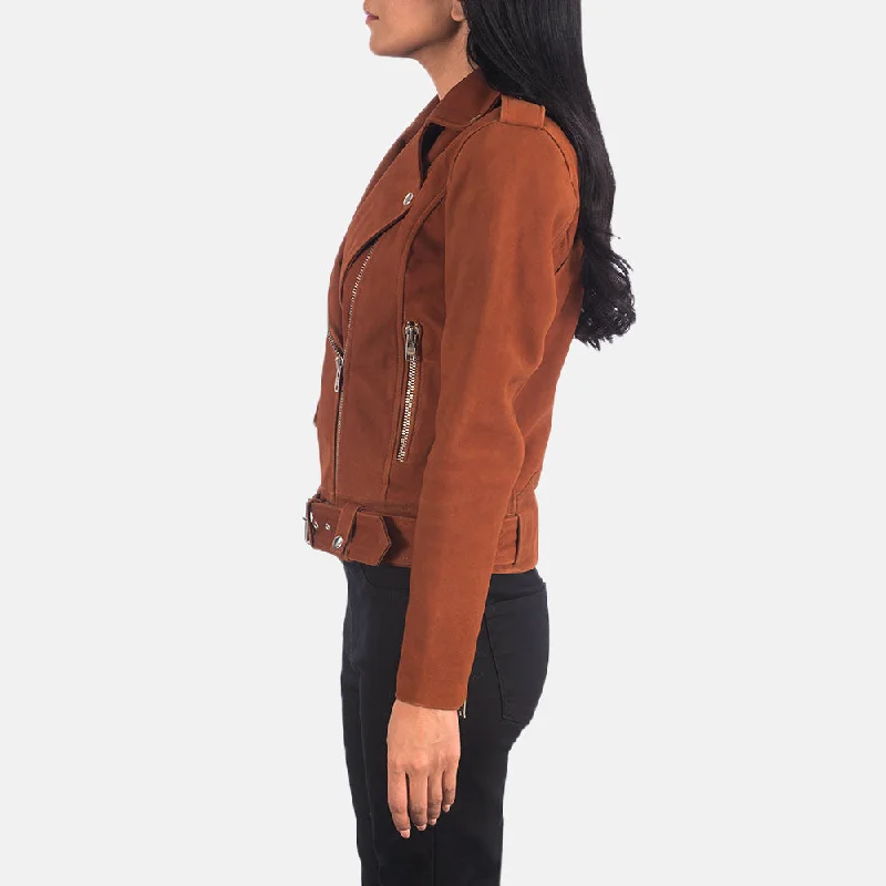 Alison Brown Suede Biker Leather Jacket