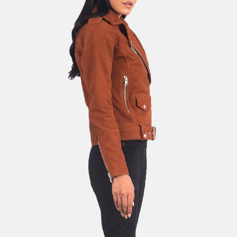 Alison Brown Suede Biker Leather Jacket