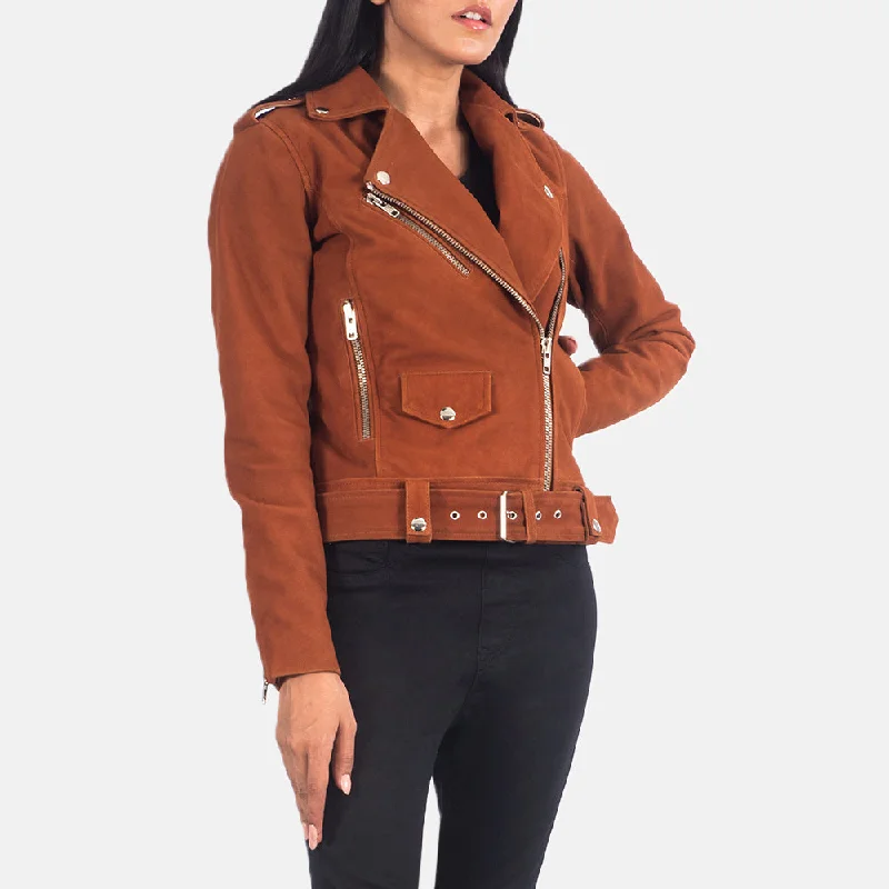 Alison Brown Suede Biker Leather Jacket