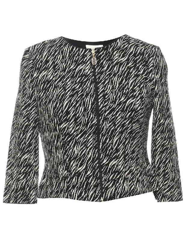 Black & White Zebra Print Sparkly Evening Jacket - S