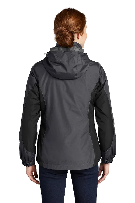 Port Authority Womens 3-in-1 Wind & Water Resistant Full Zip Hooded Jacket - Magnet Grey/Black/Very Berry Purple