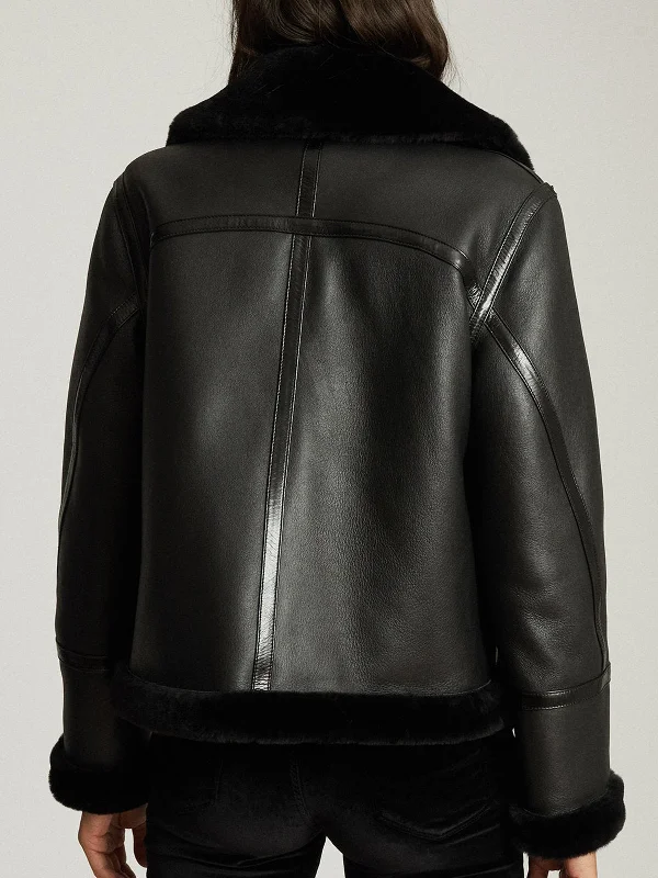 REVERSIBLE SHEARLING AVIATOR JACKET BLACK