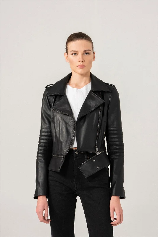 Womens Iconic Black Biker Leather Jacket