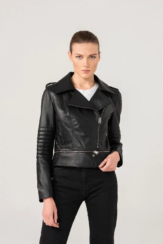 Womens Iconic Black Biker Leather Jacket