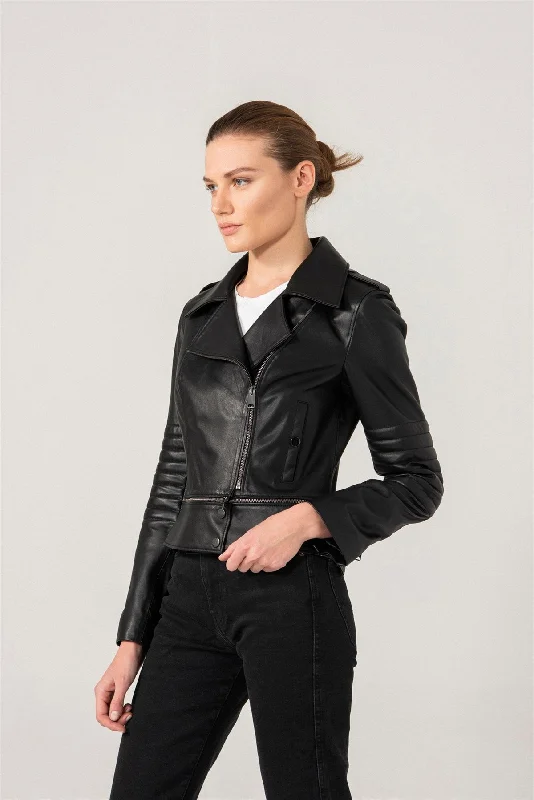 Womens Iconic Black Biker Leather Jacket