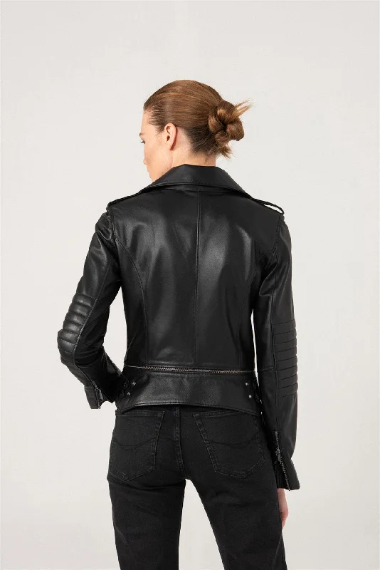 Womens Iconic Black Biker Leather Jacket