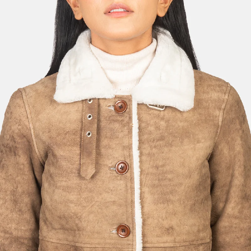 Women's Shearling Brown Leather Coat