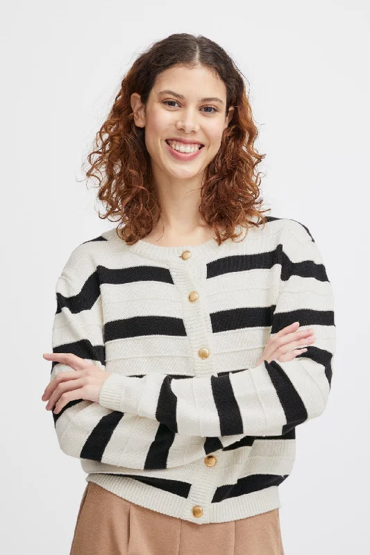 Cream Striped Cardigan