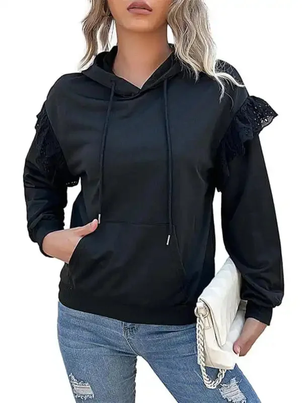 New women’s long-sleeved solid color hooded sweater