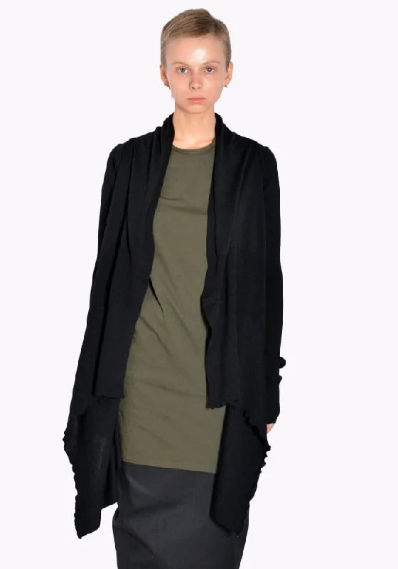 RICK OWENS RP02B6642 M MEDIUM KNIT WRAP CARDIGAN BLACK