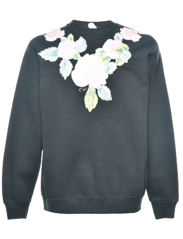 Floral Printed Sweatshirt - M