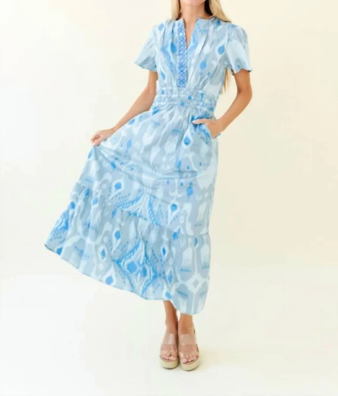 Eloise Dress In Blue Ikat