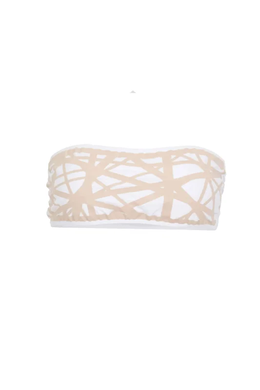 Lillian Strapless Bikini Top in White/Camel Ribbed top bikini, Textured, Comfortable, Chic Lillian Strapless Bikini Top in White/Camel Ribbed top bikini, Textured, Comfortable, Chic