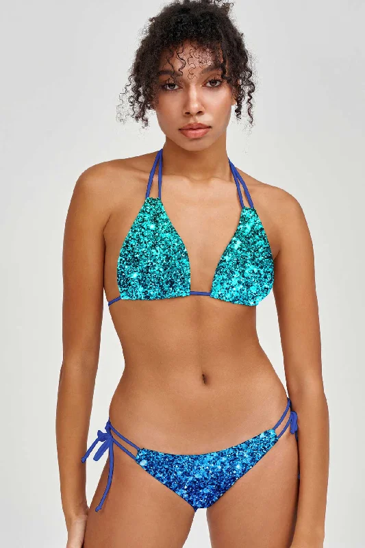 Ocean Drive Sara Blue Glitter Strappy Triangle Bikini Top - Women V-shaped bikini, Sexy, Trendy, Comfortable Ocean Drive Sara Blue Glitter Strappy Triangle Bikini Top - Women V-shaped bikini, Sexy, Trendy, Comfortable