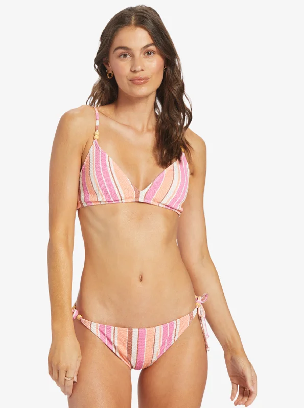 Palm Tree Dreams Triangle Bikini Top - Shocking Pink Retro Stripe Bikini with mesh details, Sexy, Trendy, Comfortable Palm Tree Dreams Triangle Bikini Top - Shocking Pink Retro Stripe Bikini with mesh details, Sexy, Trendy, Comfortable