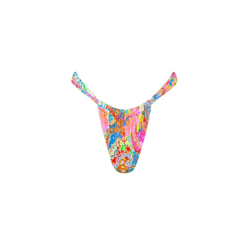 Ruched Thong Bikini Bottom - Dreamscape Bikini with fringe details, Trendy, Fun, Sexy Ruched Thong Bikini Bottom - Dreamscape Bikini with fringe details, Trendy, Fun, Sexy