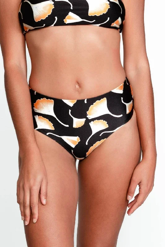 Serena Mid-Rise Bikini Bottom in Ginkgo Black Sporty bikini, Active, Comfortable, Trendy Serena Mid-Rise Bikini Bottom in Ginkgo Black Sporty bikini, Active, Comfortable, Trendy