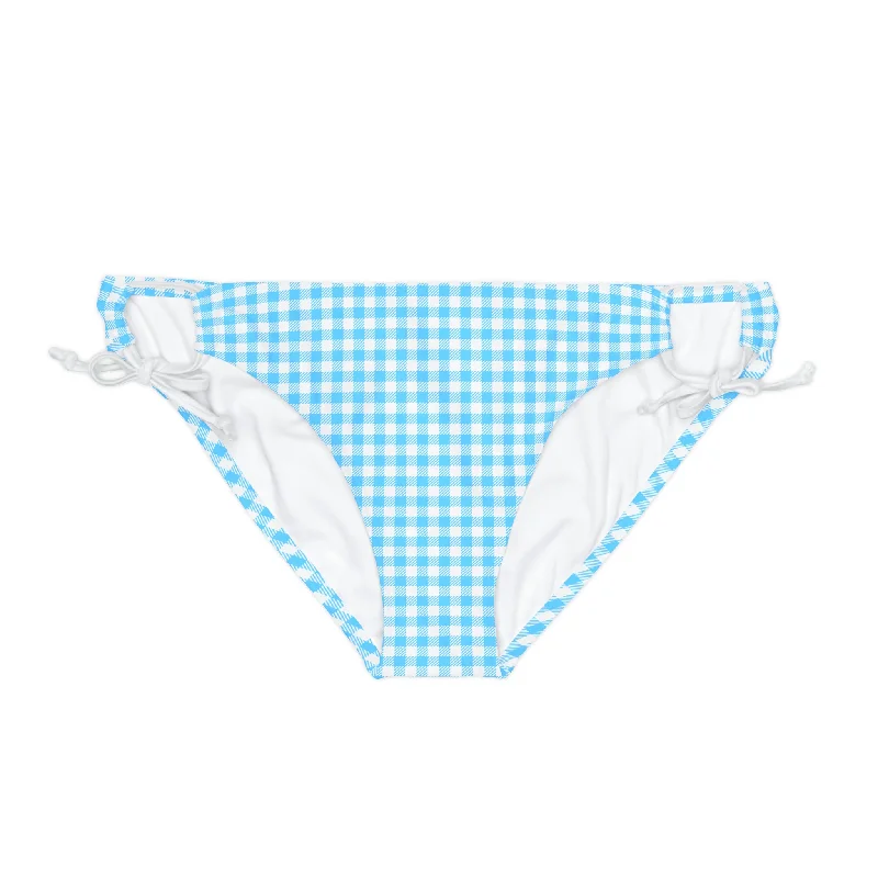 Women's Blue Gingham Tie Side Bikini Bottoms Tie bikini, Adjustable, Trendy, Comfortable Women's Blue Gingham Tie Side Bikini Bottoms Tie bikini, Adjustable, Trendy, Comfortable
