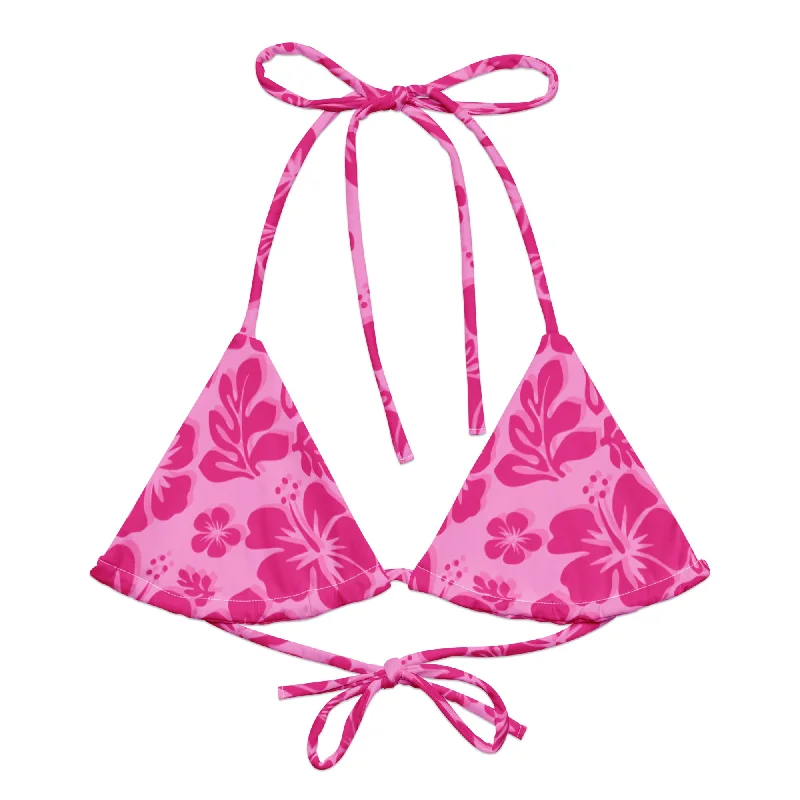 Raspberry Pinks Hawaiian Flowers String Bikini Top Lace-up bikini, Sexy, Fashionable, Trendy Raspberry Pinks Hawaiian Flowers String Bikini Top Lace-up bikini, Sexy, Fashionable, Trendy
