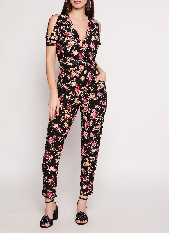 Patterned Cold Shoulder Jumpsuit Silk wide leg jumpsuit, Elegant, Chic, Comfortable