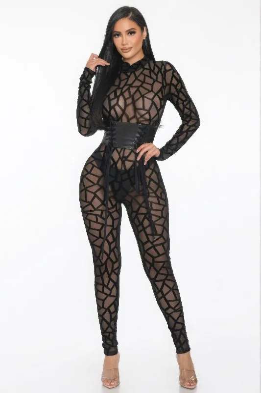 Geometric Printed Jersey Jumpsuit Plunging back jumpsuit, Sexy, Trendy, Elegant